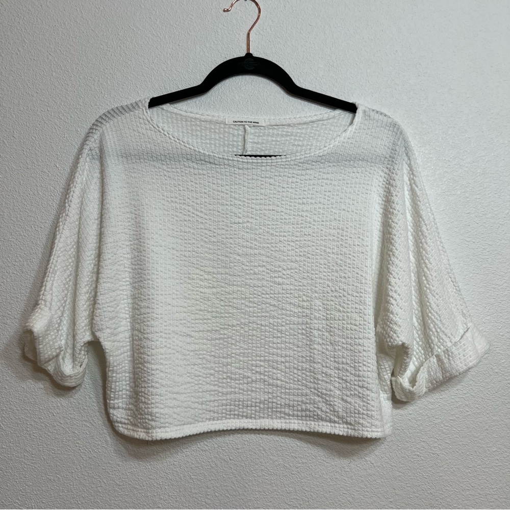 Caution To The Wind white crop top size small.